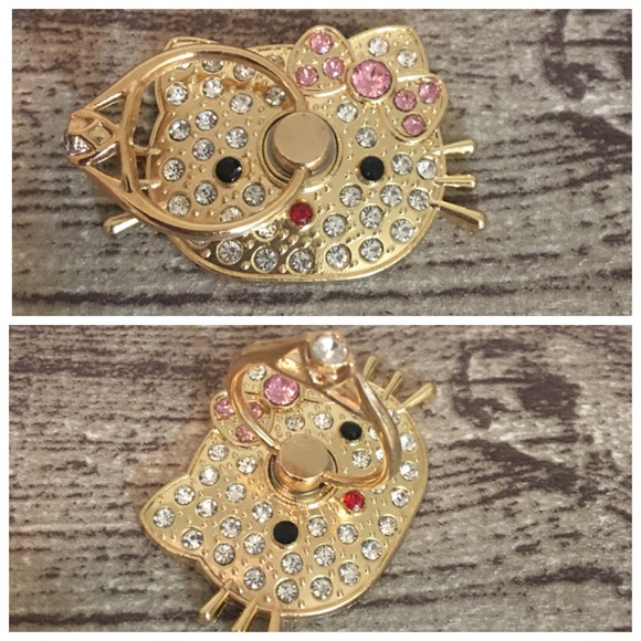 🎀NEW HELLO KITTY Cell Phone Ring Grip Gold NWT - Picture 5 of 7